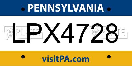 LPX4728 Pennsylvania License Plate