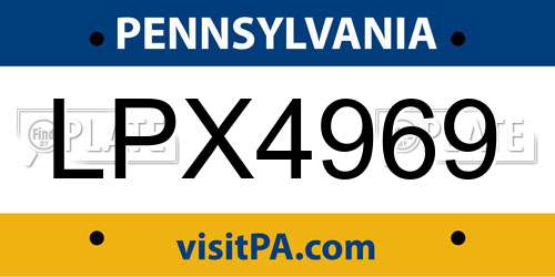 LPX4969 Pennsylvania License Plate