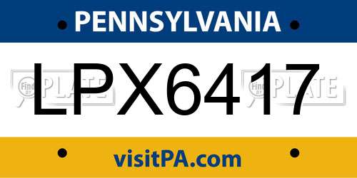 LPX6417 Pennsylvania License Plate