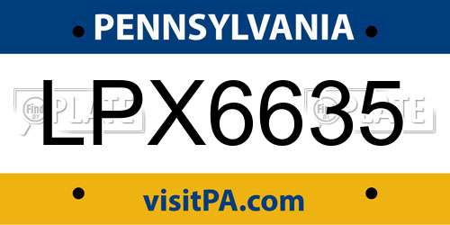 LPX6635 Pennsylvania License Plate