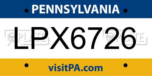 LPX6726 Pennsylvania License Plate