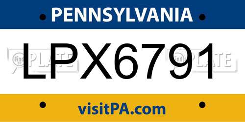 LPX6791 Pennsylvania License Plate