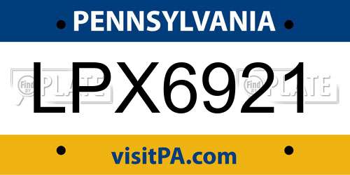 LPX6921 Pennsylvania License Plate