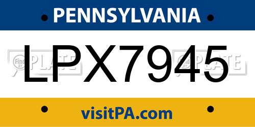 LPX7945 Pennsylvania License Plate