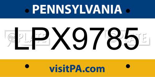 LPX9785 Pennsylvania License Plate