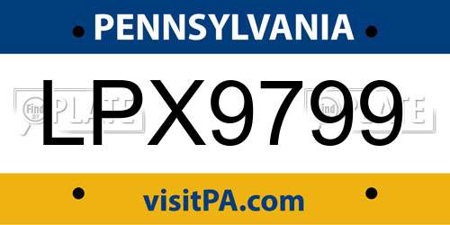 LPX9799 Pennsylvania License Plate