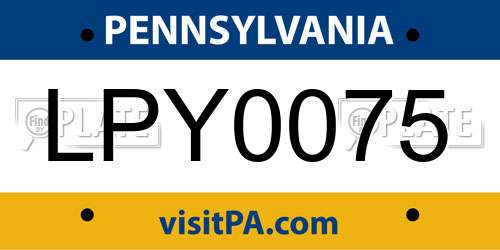 LPY0075 Pennsylvania License Plate
