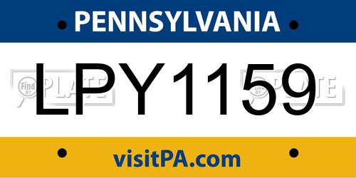LPY1159 Pennsylvania License Plate