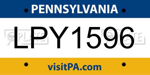 LPY1596 Pennsylvania License Plate