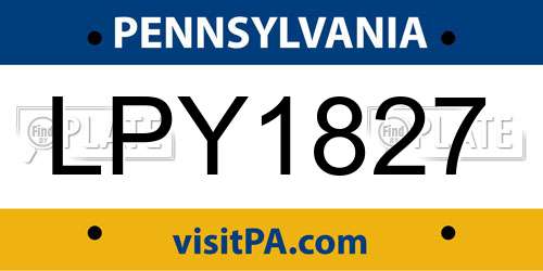 LPY1827 Pennsylvania License Plate