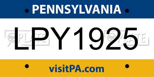 LPY1925 Pennsylvania License Plate
