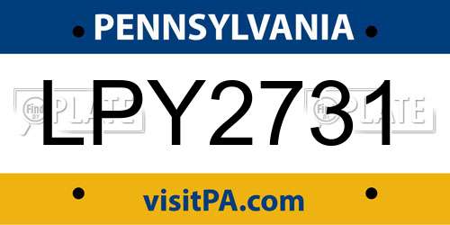 LPY2731 Pennsylvania License Plate