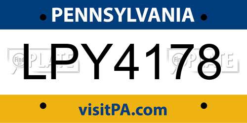 LPY4178 Pennsylvania License Plate