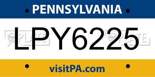 LPY6225 Pennsylvania License Plate