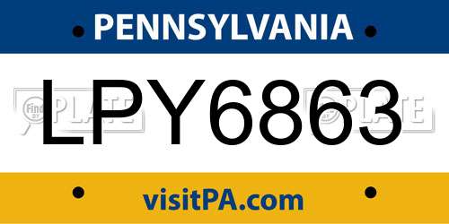 LPY6863 Pennsylvania License Plate