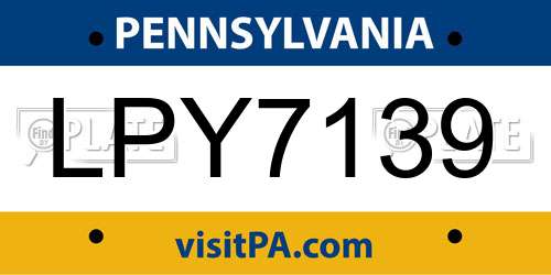 LPY7139 Pennsylvania License Plate