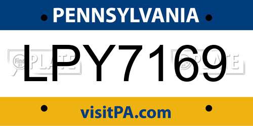 LPY7169 Pennsylvania License Plate