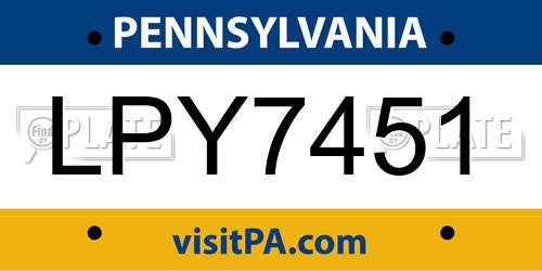 LPY7451 Pennsylvania License Plate