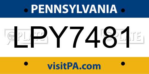 LPY7481 Pennsylvania License Plate