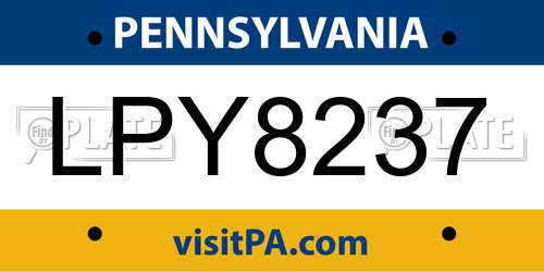 LPY8237 Pennsylvania License Plate