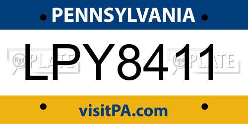 LPY8411 Pennsylvania License Plate