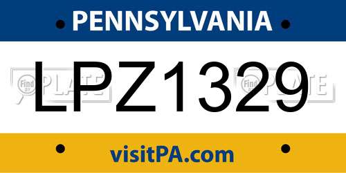LPZ1329 Pennsylvania License Plate