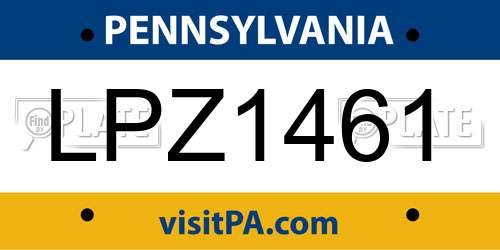 LPZ1461 Pennsylvania License Plate