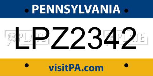 LPZ2342 Pennsylvania License Plate