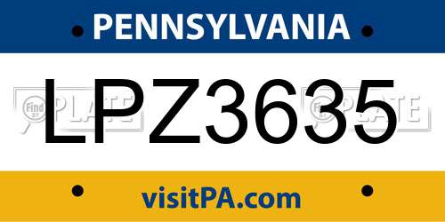 LPZ3635 Pennsylvania License Plate