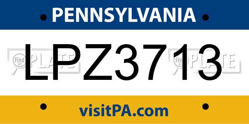 LPZ3713 Pennsylvania License Plate