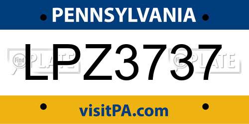 LPZ3737 Pennsylvania License Plate
