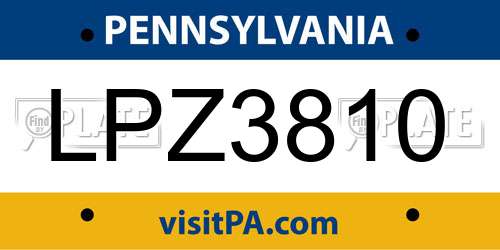 LPZ3810 Pennsylvania License Plate