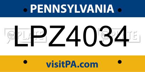 LPZ4034 Pennsylvania License Plate