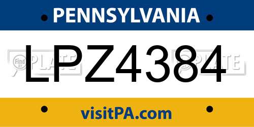 LPZ4384 Pennsylvania License Plate