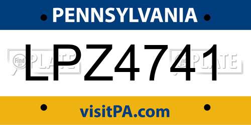 LPZ4741 Pennsylvania License Plate