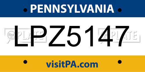 LPZ5147 Pennsylvania License Plate