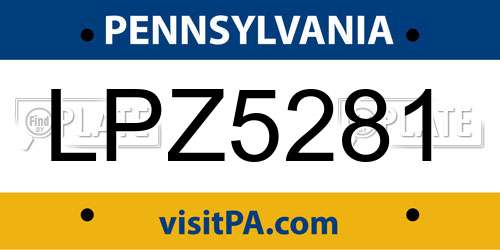 LPZ5281 Pennsylvania License Plate