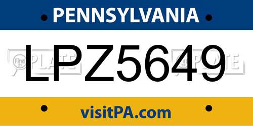 LPZ5649 Pennsylvania License Plate