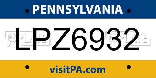 LPZ6932 Pennsylvania License Plate