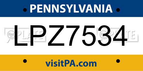 LPZ7534 Pennsylvania License Plate