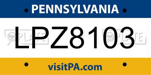 LPZ8103 Pennsylvania License Plate