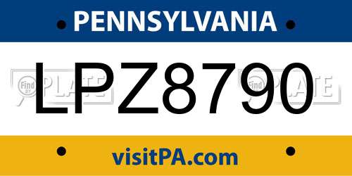 LPZ8790 Pennsylvania License Plate