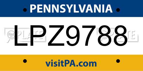 LPZ9788 Pennsylvania License Plate