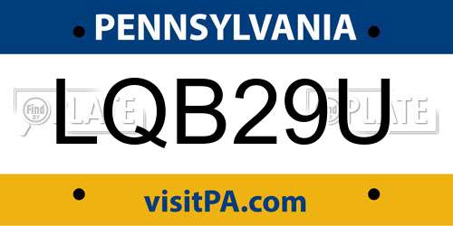 LQB29U Pennsylvania License Plate