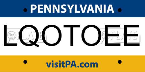 LQOTOEE Pennsylvania License Plate