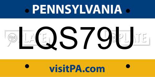LQS79U Pennsylvania License Plate