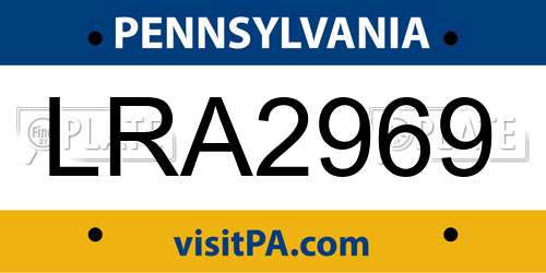 LRA2969 Pennsylvania License Plate