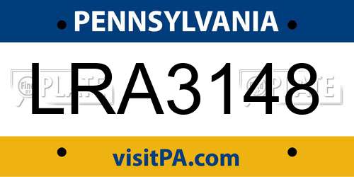 LRA3148 Pennsylvania License Plate