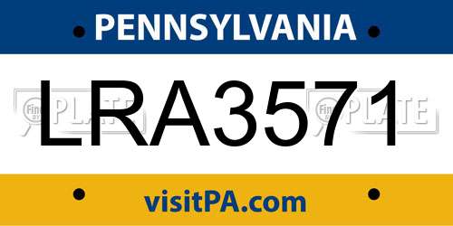 LRA3571 Pennsylvania License Plate