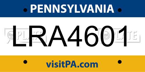 LRA4601 Pennsylvania License Plate